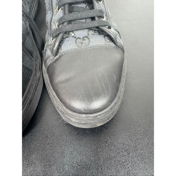 GUCCI MENS GG Canvas Leather High Top Sneakers US 9.5 made in ITALY - Picture 6 of 16